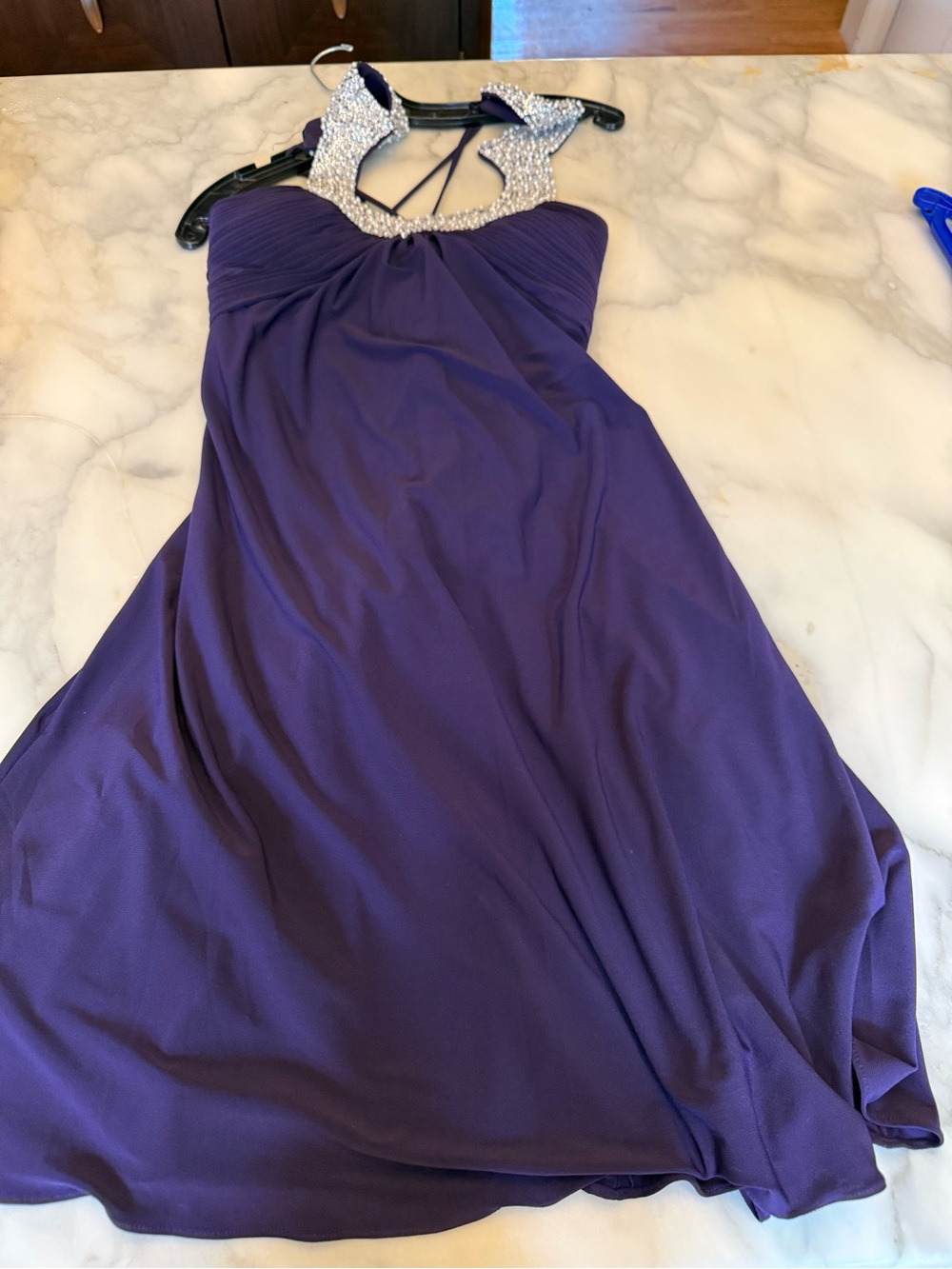 JS Collections Purple Prom Gown with Jeweled Halter